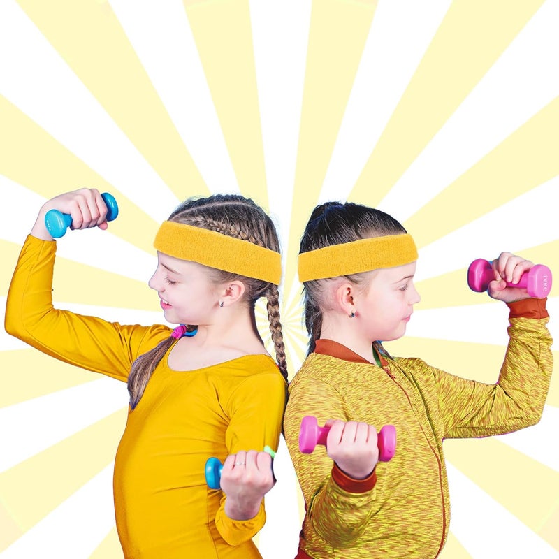 Bememo 36 Pcs Neon Sweatbands Set for Kids Bulk Sports Headband Wristband Set Cotton Terry Basketball Tennis for Students Youth 80s 90s Halloween Costumes Cosplay Glow Party - Image 4